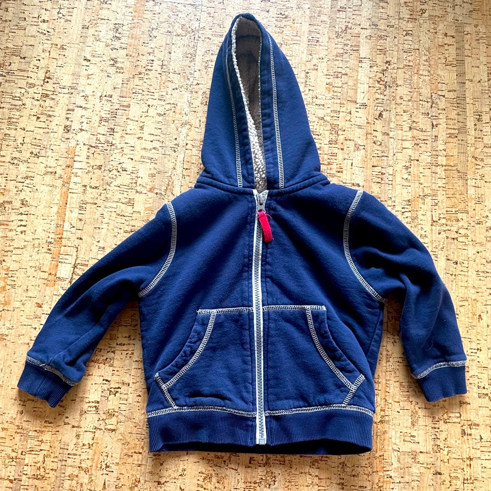 Hanna Andersson fluffy fleece lined hooded zip up jacket